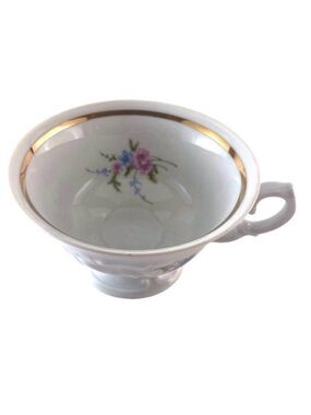 Set of 8 Vintage Wawel Rose Garden Teacups • Pink & Blue Rose Floral Polish